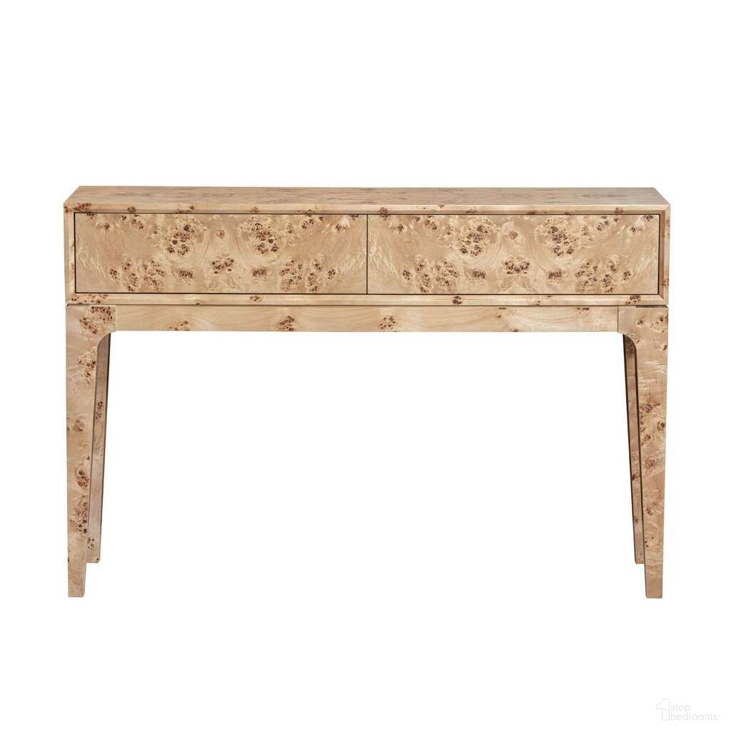 The appearance of Mappa Console Table In Light Burl designed by LH Imports in the transitional interior design. This light burl piece of furniture  was selected by 1StopBedrooms from Mappa Collection to add a touch of cosiness and style into your home. Sku: MAPP034. Material: Mappa Burl Veneer.