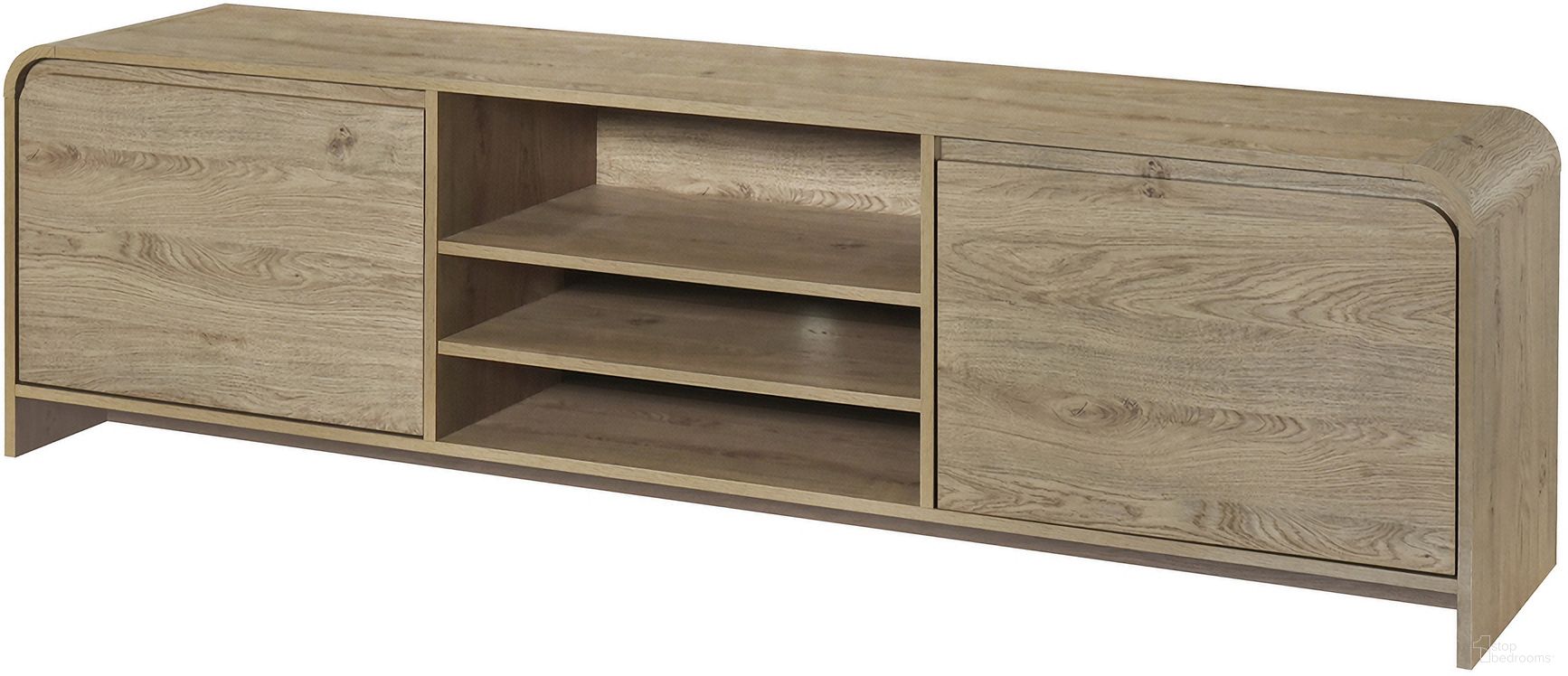 The appearance of Mara 70 Inch TV Console In Natural designed by New Classic in the transitional interior design. This natural piece of furniture  was selected by 1StopBedrooms from Mara Collection to add a touch of cosiness and style into your home. Sku: T3518N-40. Material: Wood.