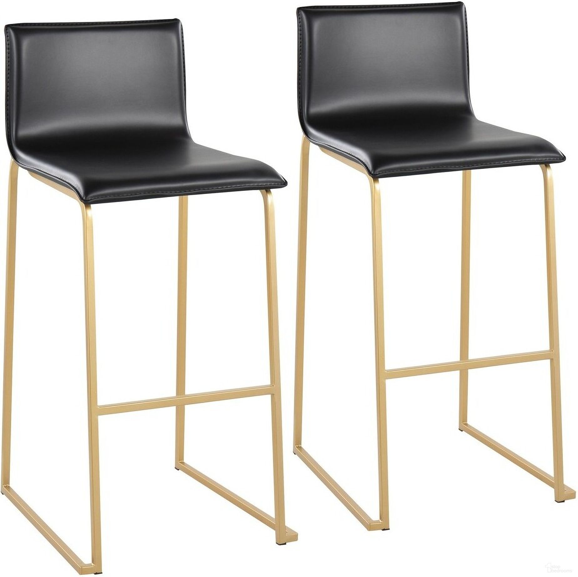 The appearance of Mara Barstool Set of 2 In Black/Gold designed by Lumisource in the modern / contemporary interior design. This black piece of furniture was selected by 1StopBedrooms from Mara Collection to add a touch of cosiness and style into your home. Sku: B30-MARAUP AUBK2. Material: Leather.