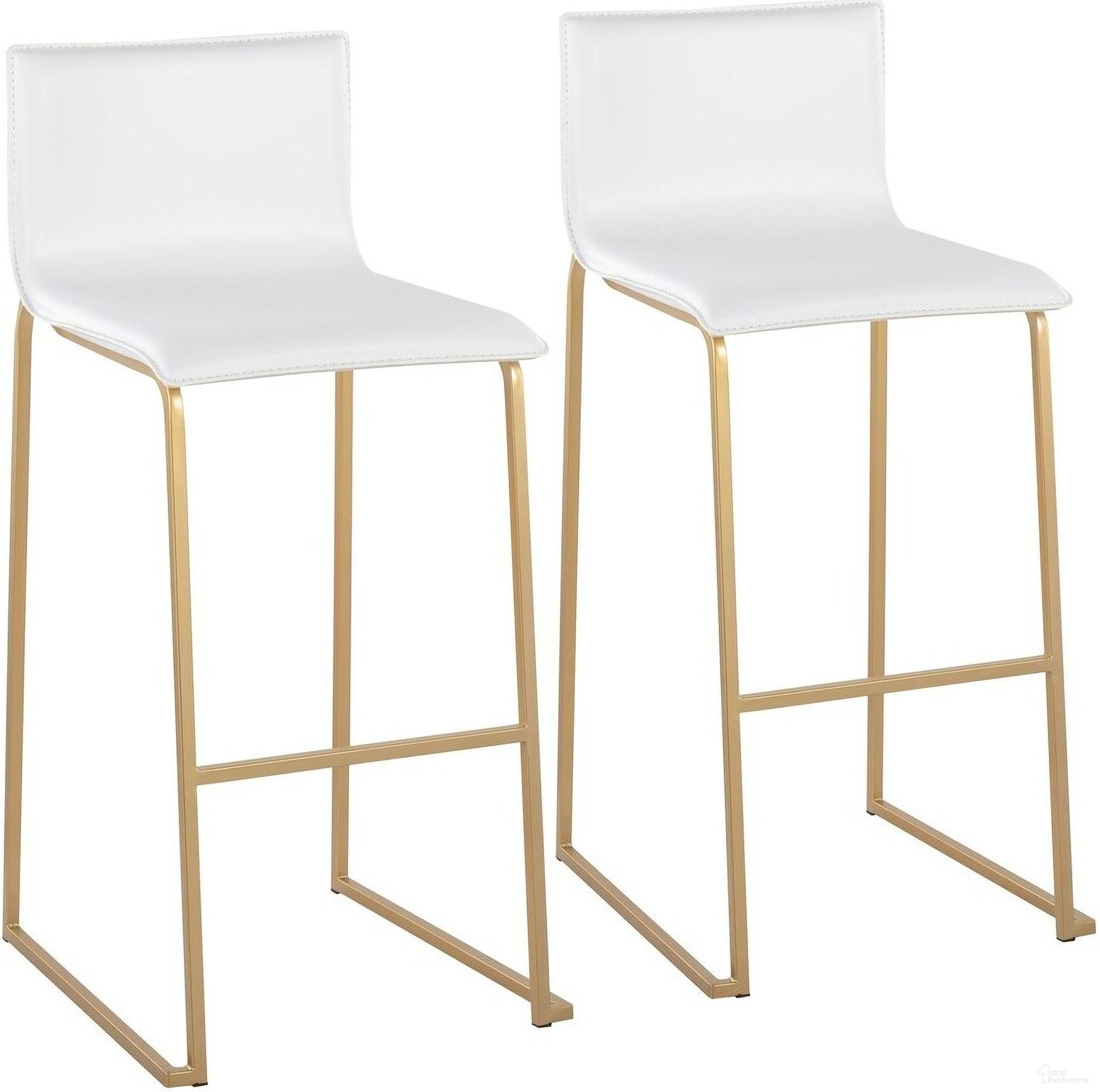 The appearance of Mara Barstool Set of 2 In White/Gold designed by Lumisource in the modern / contemporary interior design. This white piece of furniture was selected by 1StopBedrooms from Mara Collection to add a touch of cosiness and style into your home. Sku: B30-MARAUP AUW2. Material: Leather.