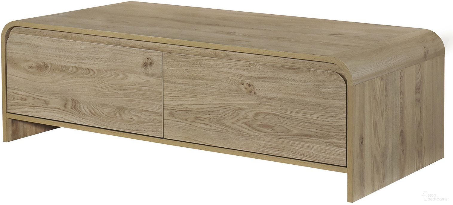 The appearance of Mara Storage Cocktail Table In Natural designed by New Classic in the transitional interior design. This natural piece of furniture  was selected by 1StopBedrooms from Mara Collection to add a touch of cosiness and style into your home. Sku: T3518N-10. Material: Wood.