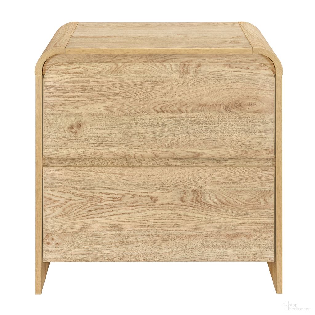 The appearance of Mara Two Drawer End Table/Bedside Table In Natural designed by New Classic in the modern / contemporary interior design. This natural piece of furniture  was selected by 1StopBedrooms from Mara Collection to add a touch of cosiness and style into your home. Sku: T3518N-22. Material: Wood.