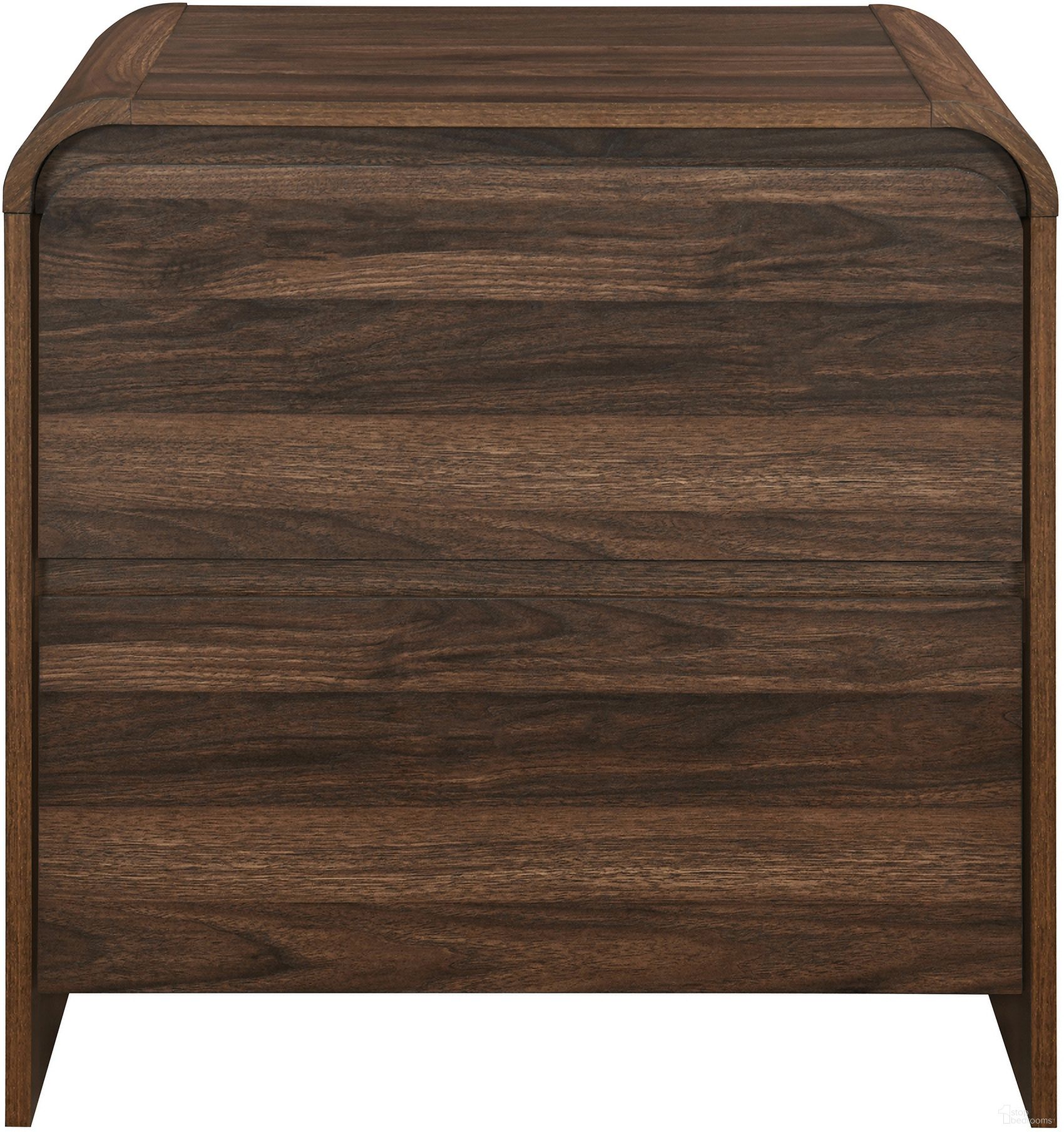 The appearance of Mara Two Drawer End Table/Bedside Table In Walnut designed by New Classic in the modern / contemporary interior design. This walnut piece of furniture  was selected by 1StopBedrooms from Mara Collection to add a touch of cosiness and style into your home. Sku: T3518W-22. Material: Wood.