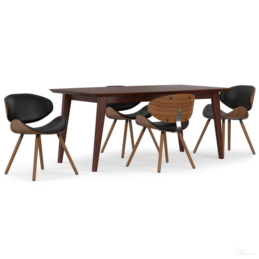 The appearance of Marana/Draper 5-Piece Dining Set In Black designed by Simpli Home in the transitional interior design. This black piece of furniture was selected by 1StopBedrooms from Marana Collection to add a touch of cosiness and style into your home. Sku: AXCDS5MRDBL. Table Base Style: Legs. Table Top Shape: Rectangular. Material: Rubberwood. Size: 40" x 66".