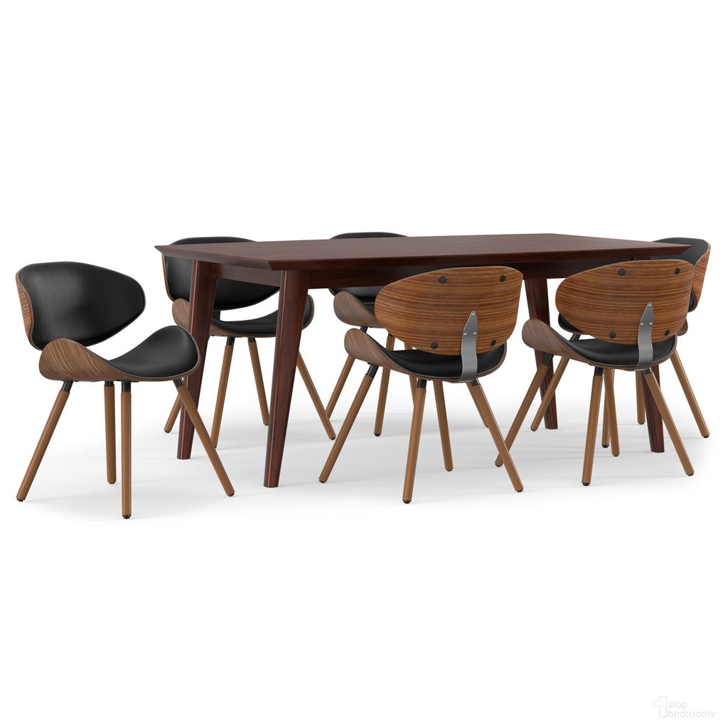 The appearance of Marana/Draper 7-Piece Dining Set In Black designed by Simpli Home in the transitional interior design. This black piece of furniture  was selected by 1StopBedrooms from Marana Collection to add a touch of cosiness and style into your home. Sku: AXCDS7MRDBL. Table Base Style: Legs. Table Top Shape: Rectangular. Material: Rubberwood. Size: 40" x 66".