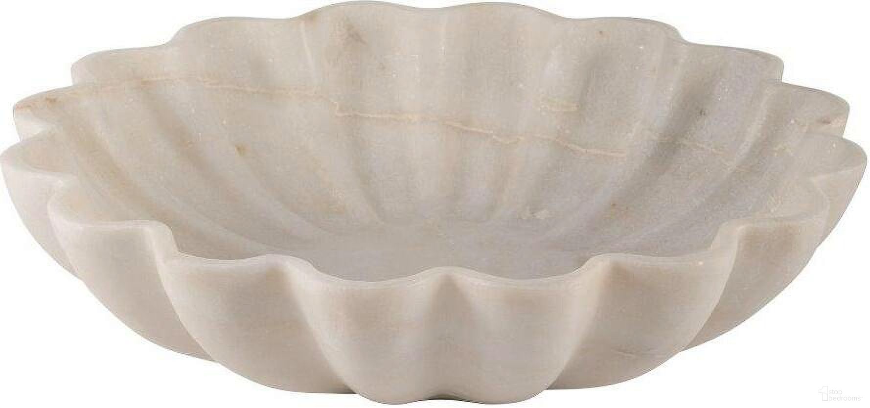 Marble 12 Inch D Shell Shaped Bowl In White