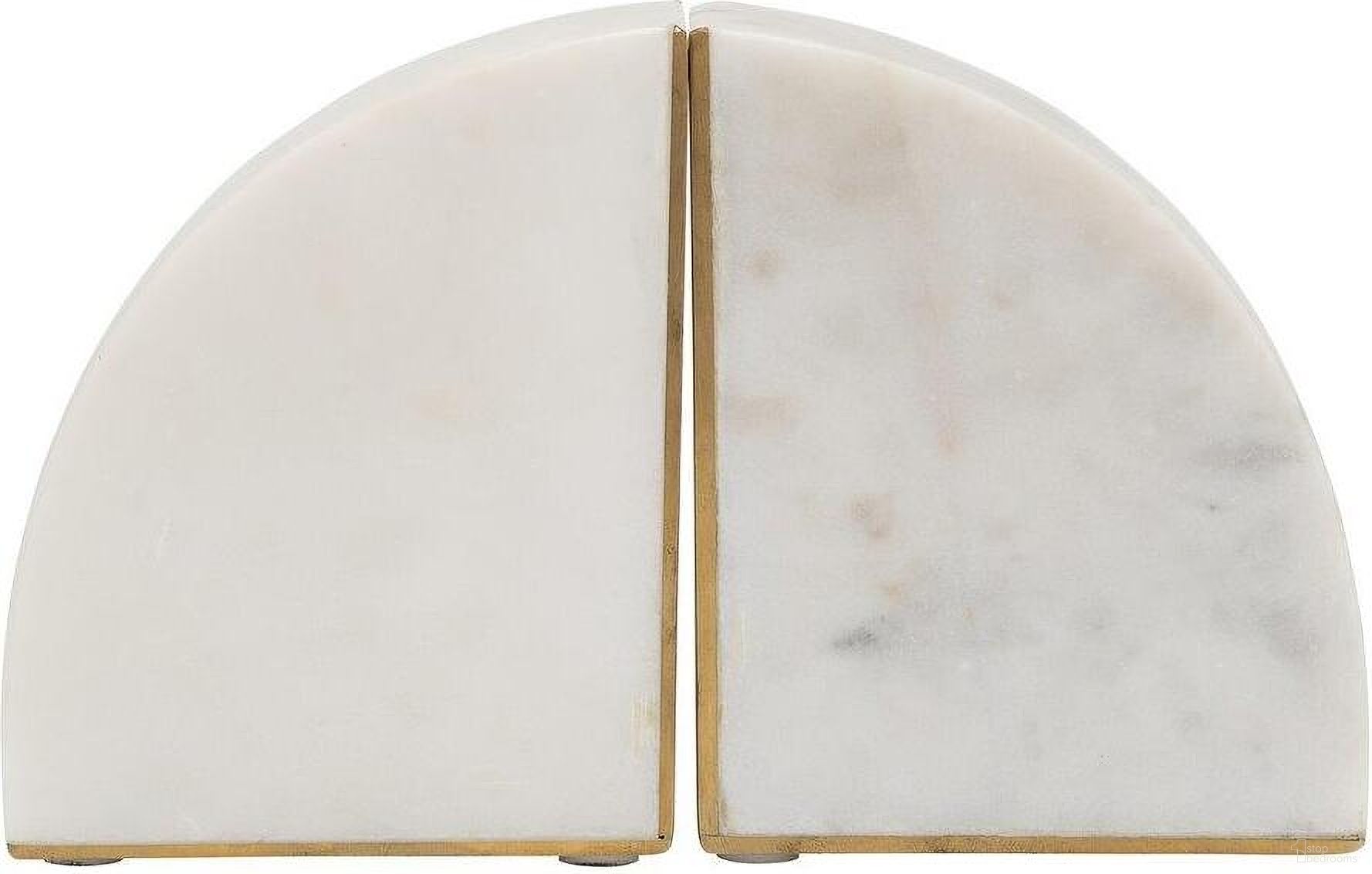 Marble 8 Inch Pie Bookends Set of 2 In White