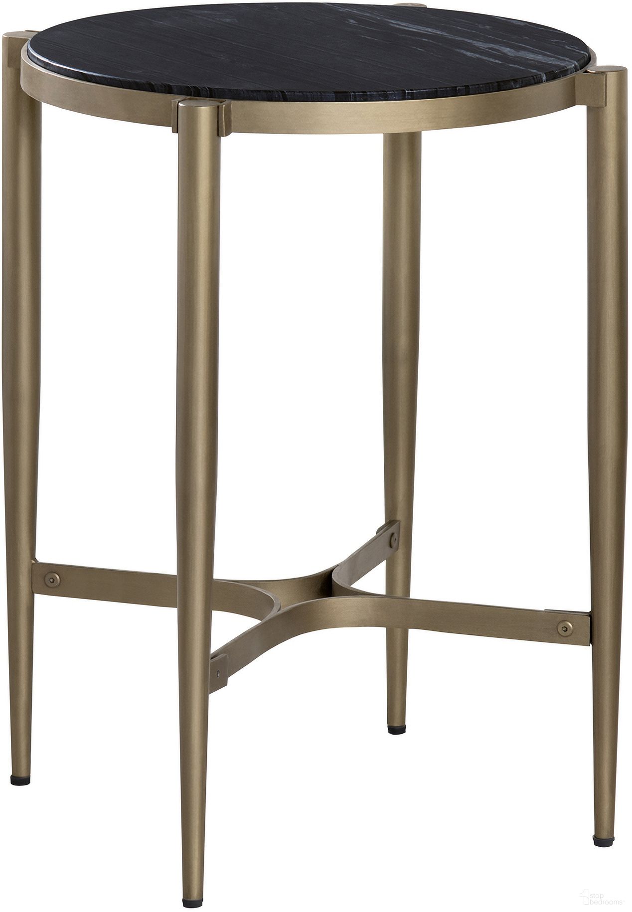 The appearance of Marble and Metal Round Accent/End Table In Gold and Black designed by Crestview Collection in the modern / contemporary interior design. This gold/black piece of furniture  was selected by 1StopBedrooms from  to add a touch of cosiness and style into your home. Sku: CVFNR4529. Material: Marble.