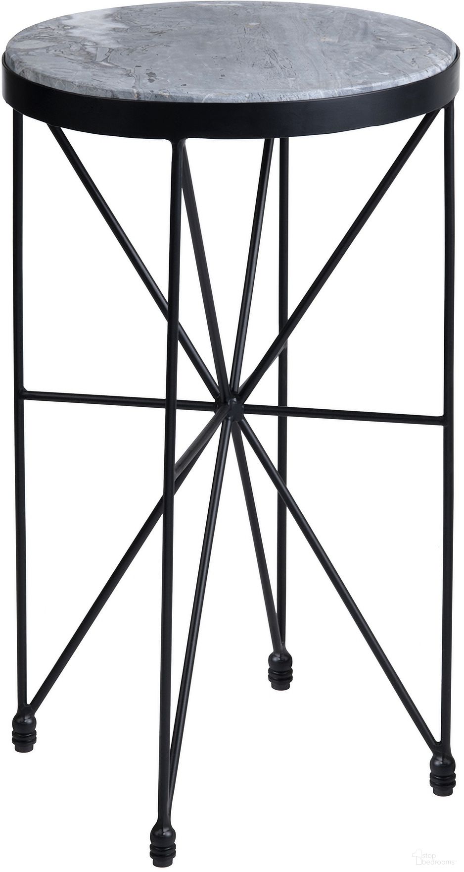 The appearance of Marble and Metal Round Accent/End Table In Gray and Black designed by Crestview Collection in the transitional interior design. This gray and black piece of furniture  was selected by 1StopBedrooms from  to add a touch of cosiness and style into your home. Sku: CVFNR4601. Material: Marble.