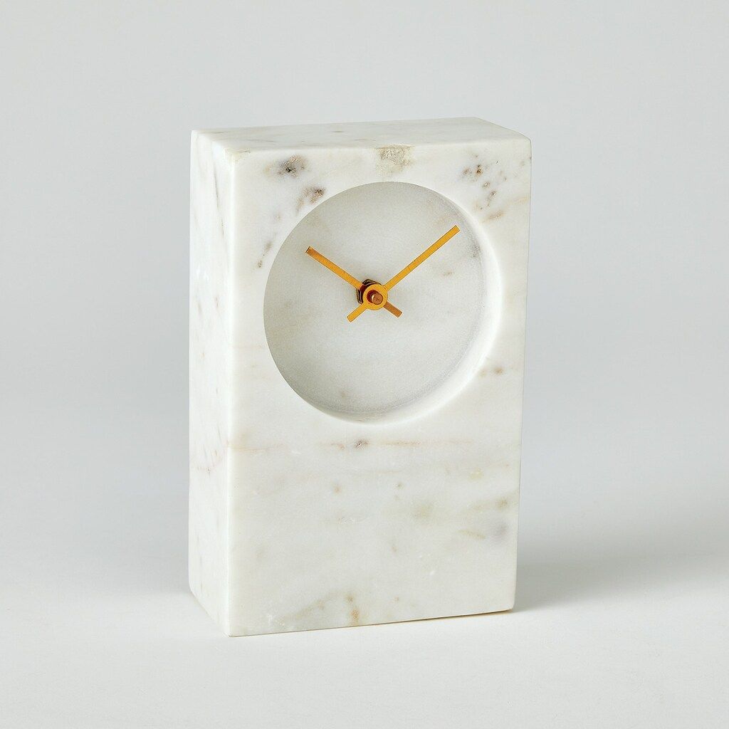Marble Tower Clock In White