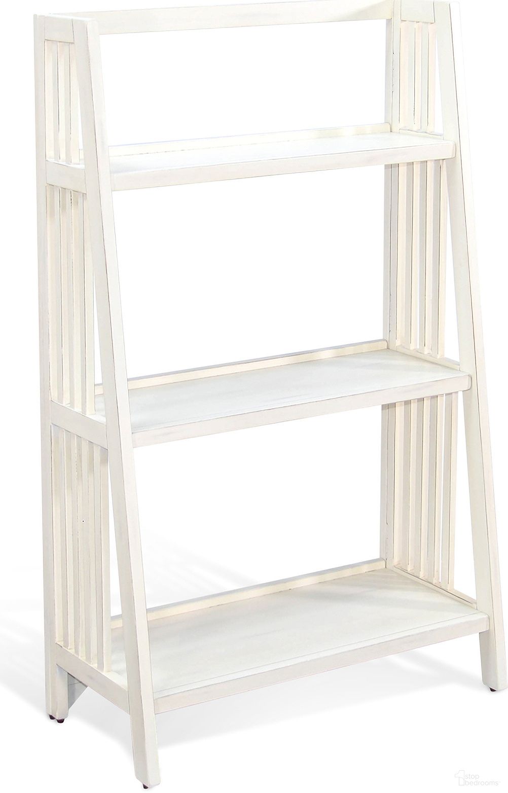 The appearance of Marble White 48 Inch Folding Bookcase In Off White designed by Sunny Designs in the transitional interior design. This marble white piece of furniture  was selected by 1StopBedrooms from  to add a touch of cosiness and style into your home. Sku: 2839MW-48. Material: Solid Wood.