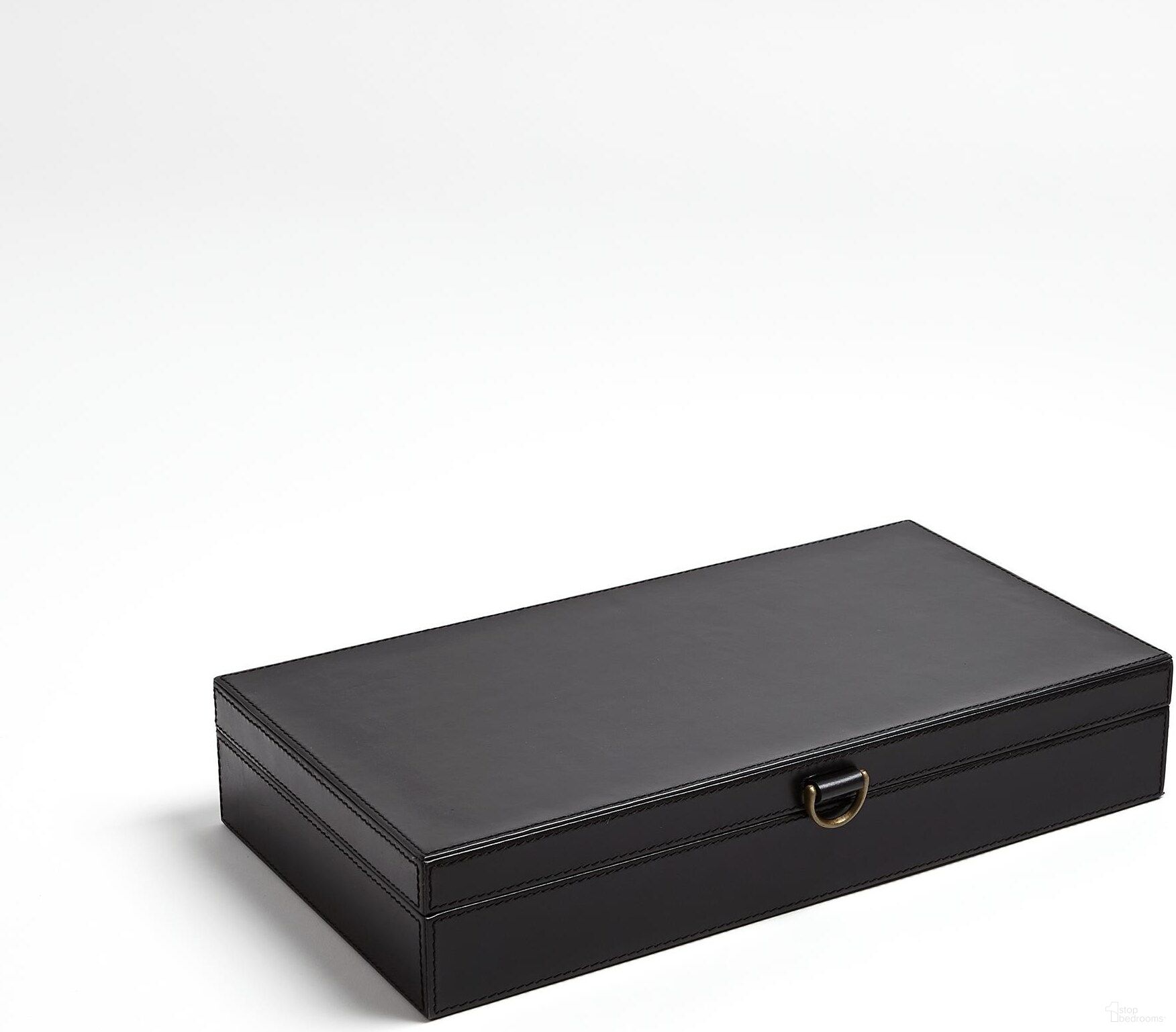 Marbled Leather D Ring Large Box In Black