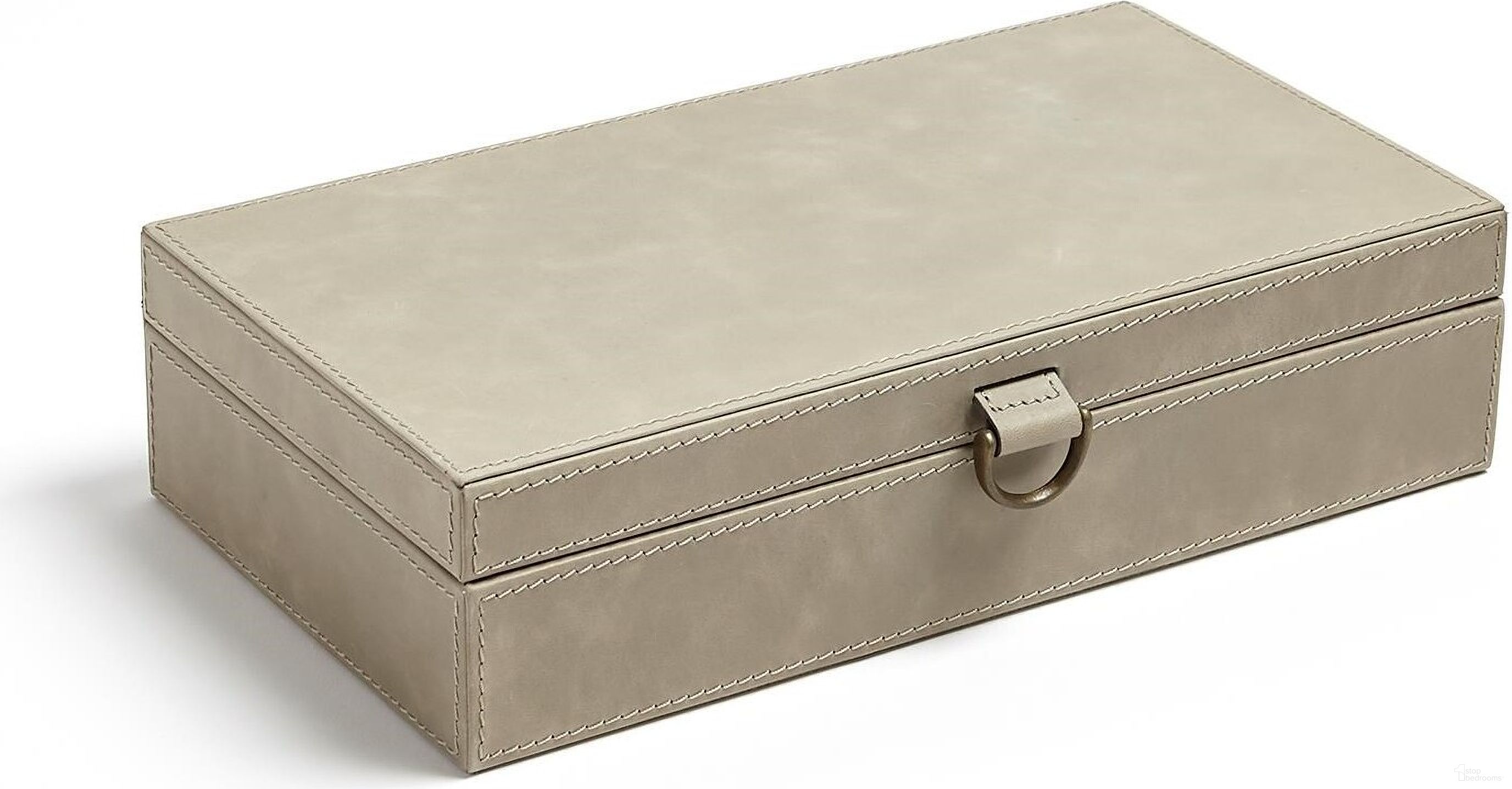 Marbled Leather D Ring Medium Box In Light Grey