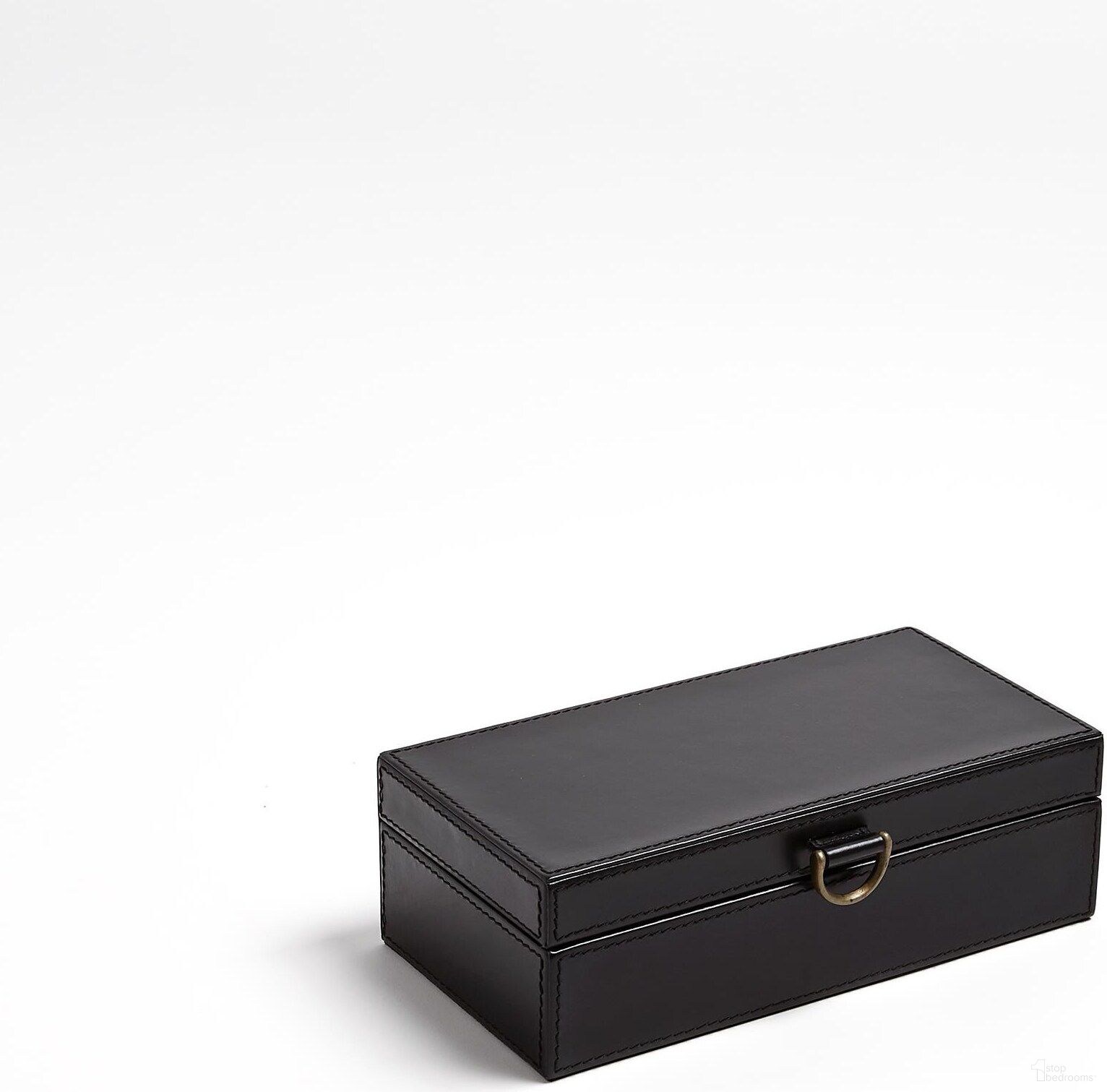 Marbled Leather D Ring Small Box In Black