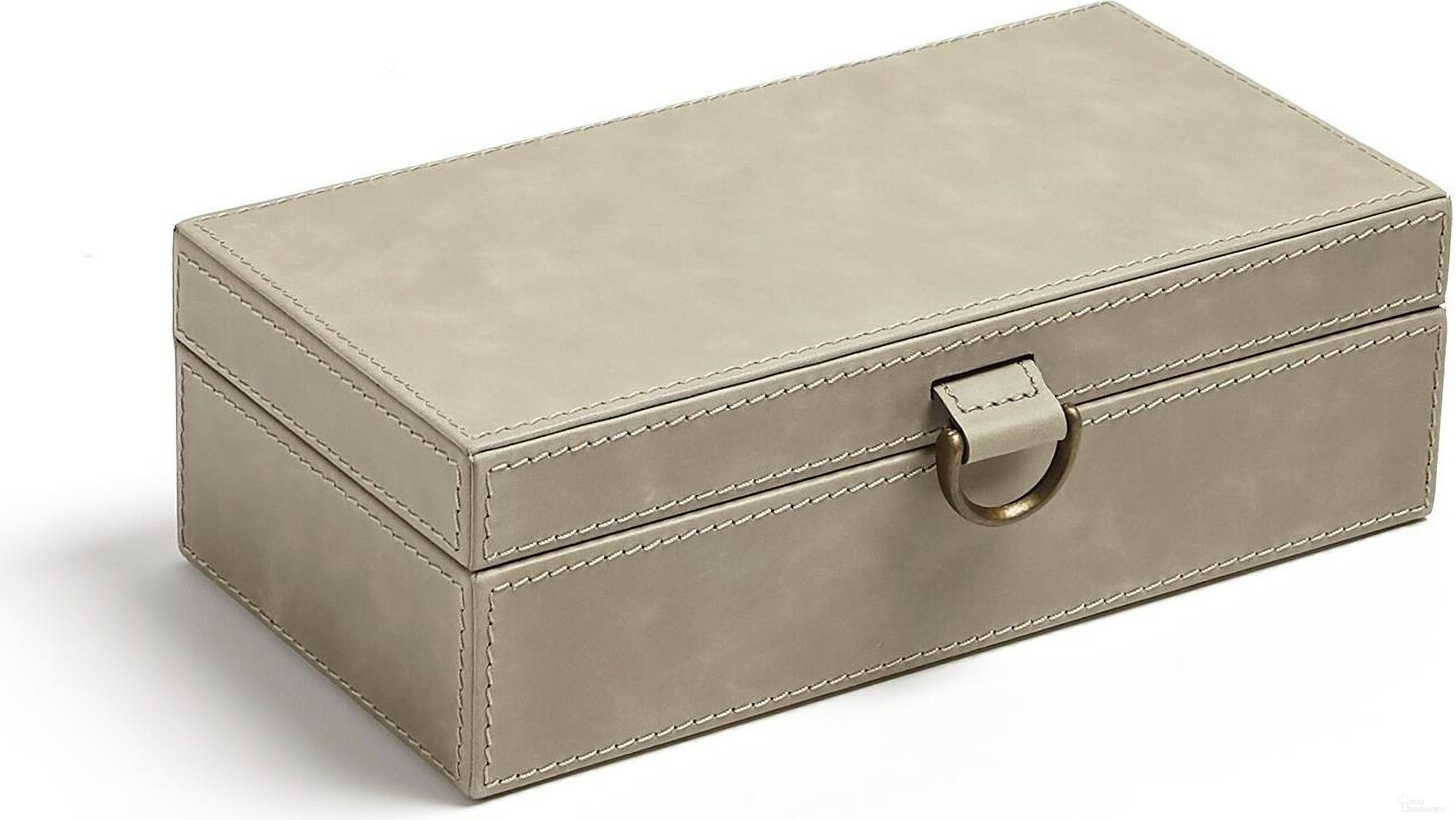 Marbled Leather D Ring Small Box In Light Grey