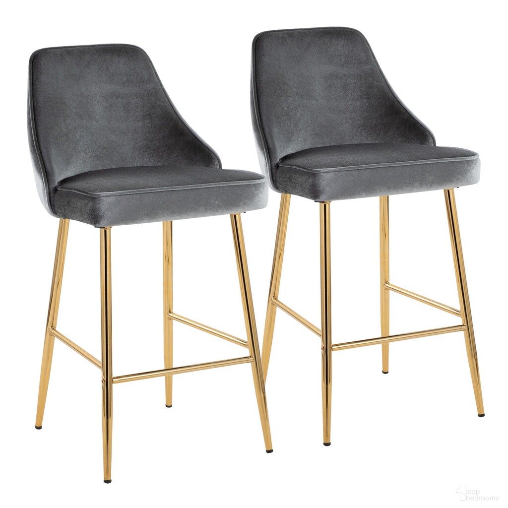 The appearance of Marcel 25 Inch Velvet Fixed-Height Counter Stool Set of 2 In Blue and Gold designed by Lumisource in the glam interior design. This blue/gold piece of furniture was selected by 1StopBedrooms from Marcel Collection to add a touch of cosiness and style into your home. Sku: B25-MARCEL AUVBU2. Material: Foam.