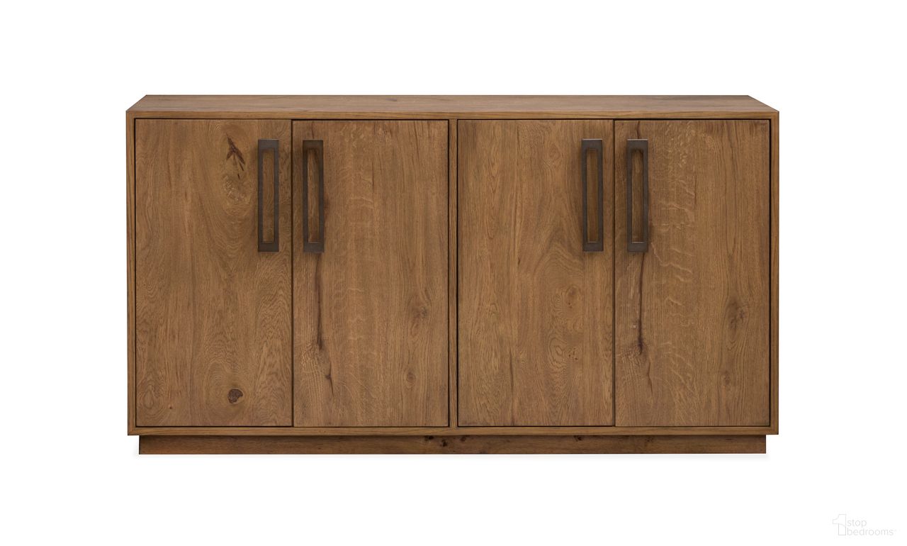 The appearance of Marcel Buffet In Harvest Brown designed by Magnussen in the transitional interior design. This harvest brown piece of furniture  was selected by 1StopBedrooms from Marcel Collection to add a touch of cosiness and style into your home. Sku: D6378-14. Material: Oak Veneer.