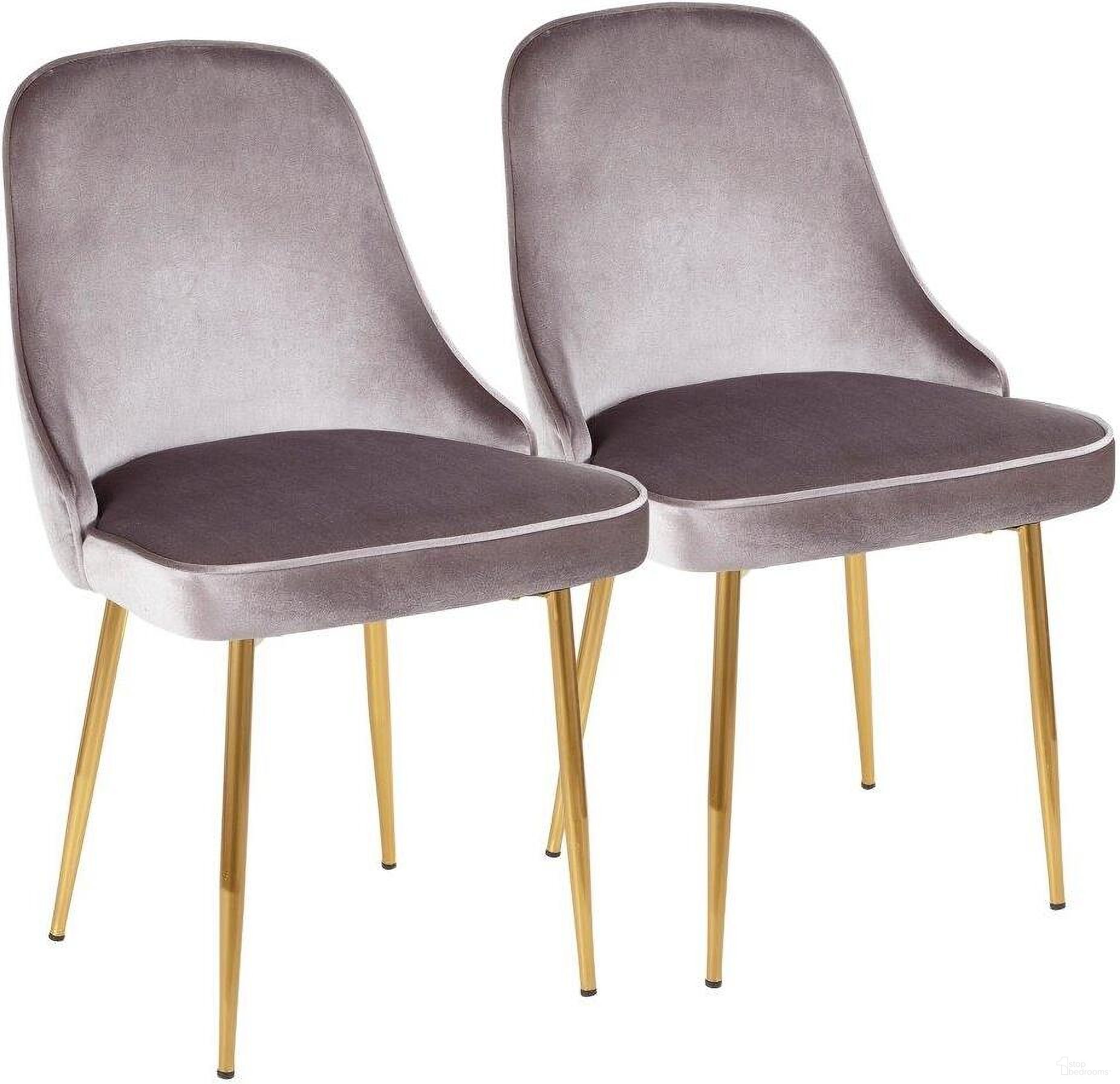 The appearance of Marcel Contemporary Dining Chair With Gold Frame And Silver Velvet Fabric - Set Of 2 designed by Lumisource in the modern / contemporary interior design. This gray velvet piece of furniture was selected by 1StopBedrooms from Marcel Collection to add a touch of cosiness and style into your home. Sku: DC-MARCL AU+SV2. Material: Metal. Chair Type: Side Chair.