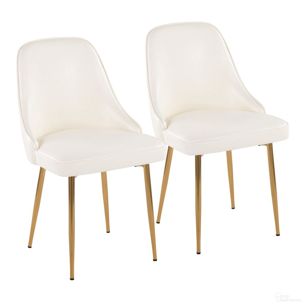 The appearance of Marcel Dining Chair Set of 2 In Gold and White designed by Lumisource in the glam interior design. This gold and white piece of furniture was selected by 1StopBedrooms from Marcel Collection to add a touch of cosiness and style into your home. Sku: DC-MARCL AUPUW2. Material: Foam. Chair Type: Side Chair.