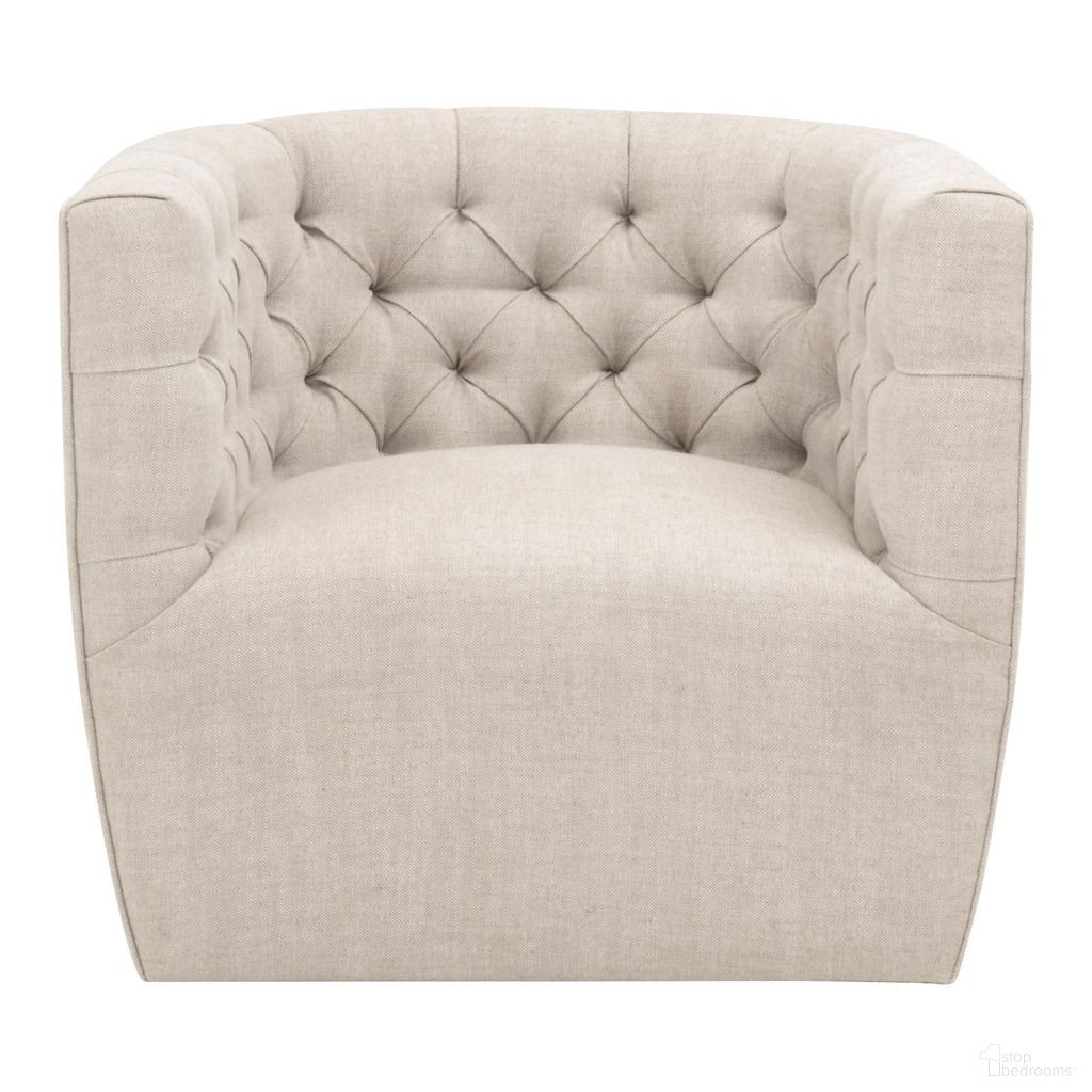 The appearance of Marcel Swivel Club Chair In Bisque French Linen designed by Essentials For Living in the transitional interior design. This bisque french linen piece of furniture  was selected by 1StopBedrooms from Essentials Collection to add a touch of cosiness and style into your home. Sku: 6426UP.BIS. Material: Linen.