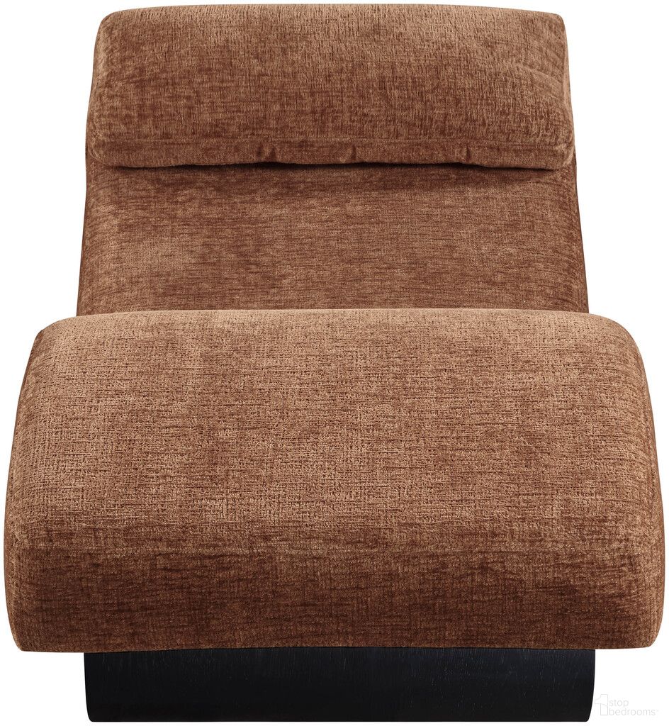Marcella Fabric Upholstered Chaise Lounge In Cognac and Black