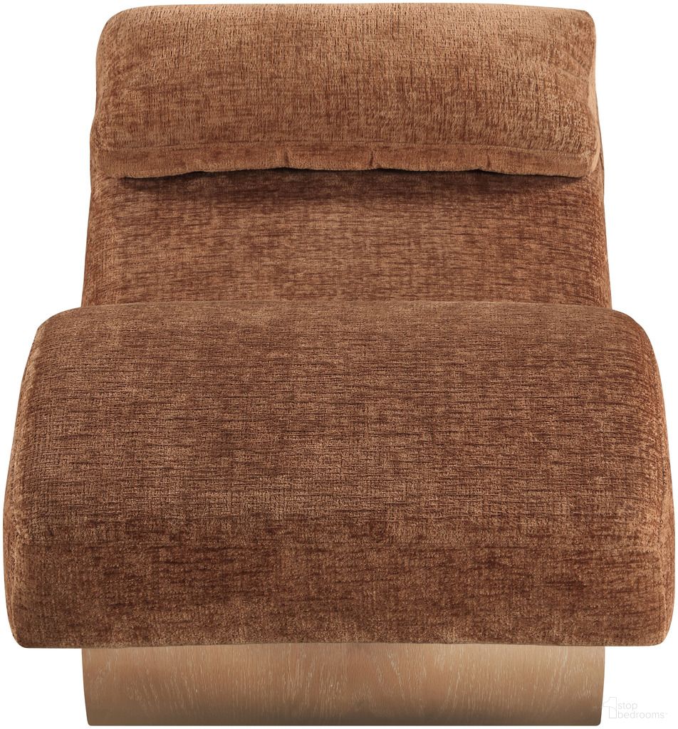 Marcella Fabric Upholstered Chaise Lounge In Cognac and Natural