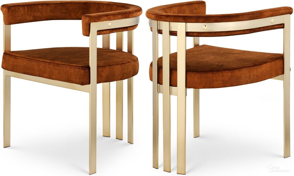 Marcello Velvet Dining Chair Set of 2 In Cognac