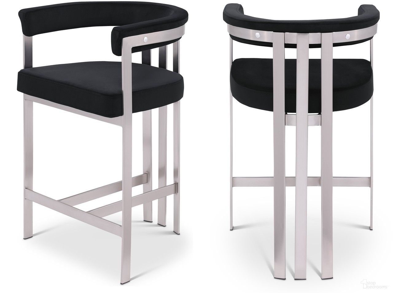 Marcello Counter Stool Set of 2 In Black Velvet