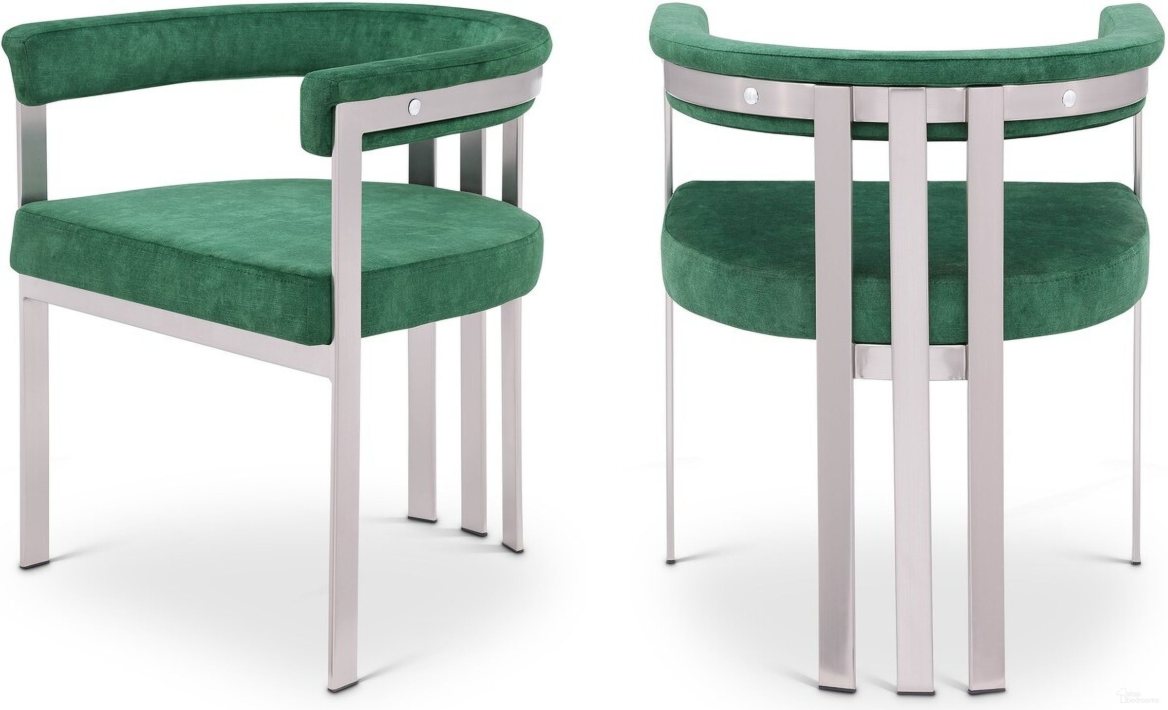 Marcello Dining Chair Set of 2 In Green Velvet