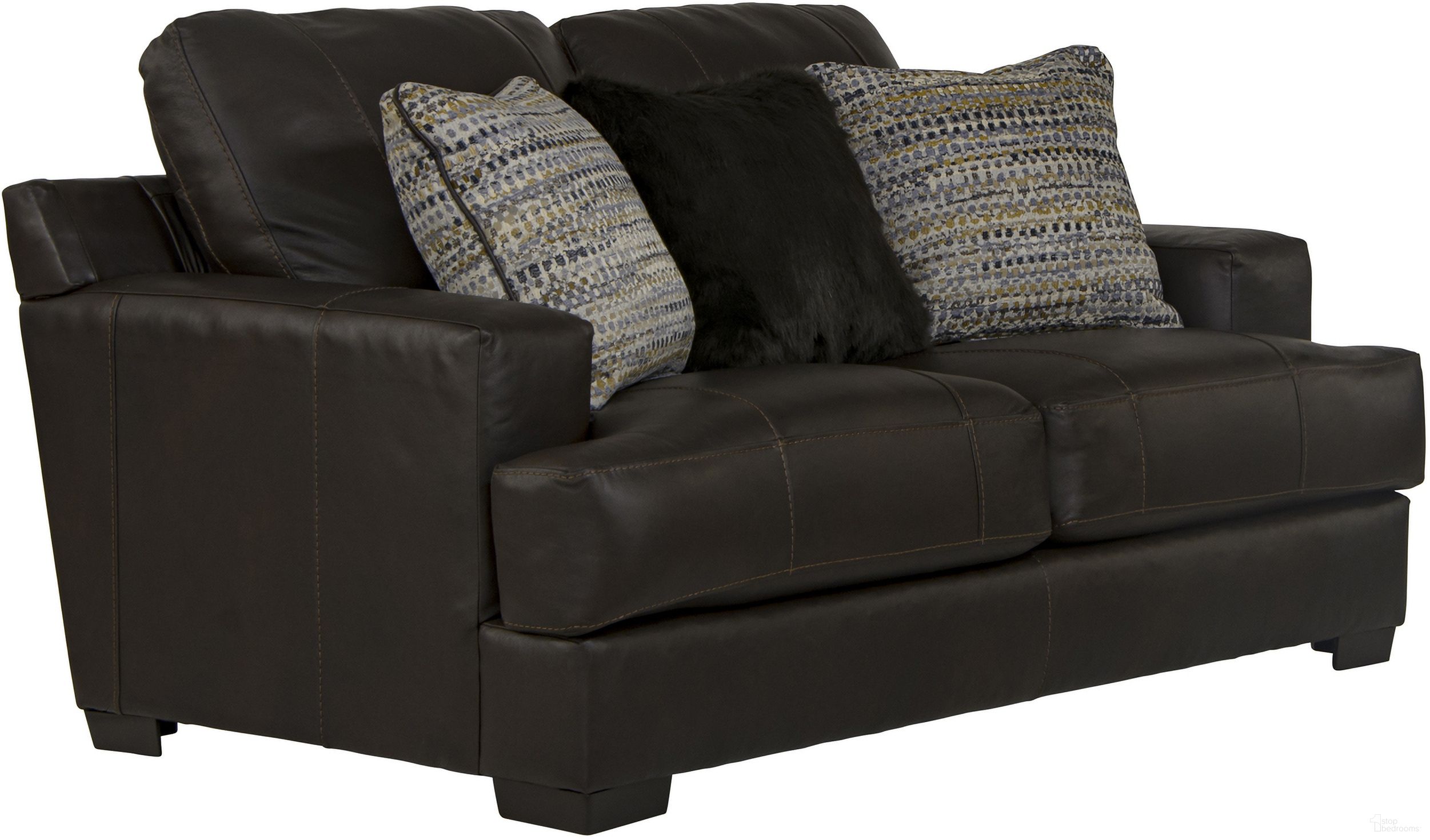 The appearance of Marco Top Grain Italian Leather Match Loveseat In Chocolate designed by Jackson in the traditional interior design. This chocolate piece of furniture was selected by 1StopBedrooms from Marco Collection to add a touch of cosiness and style into your home. Sku: 450702127389307389. Material: Leather.