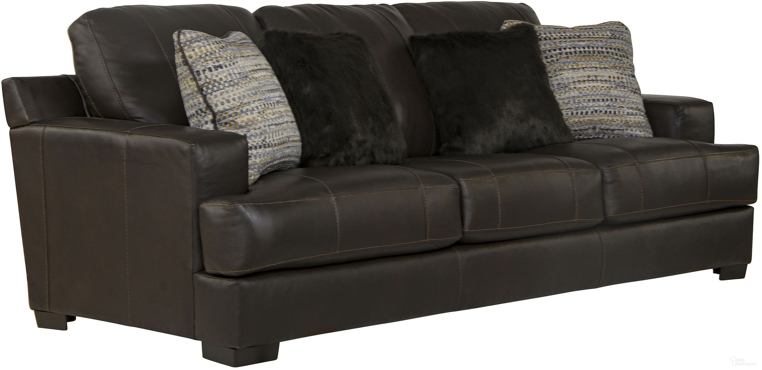 The appearance of Marco Top Grain Italian Leather Match Sofa In Chocolate designed by Jackson in the traditional interior design. This chocolate piece of furniture was selected by 1StopBedrooms from Marco Collection to add a touch of cosiness and style into your home. Sku: 450703127389307389. Material: Leather.