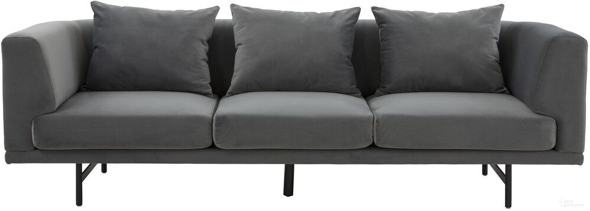 The appearance of Marcy Velvet Sofa In Grey designed by Safavieh Couture in the modern / contemporary interior design. This grey piece of furniture was selected by 1StopBedrooms from Marcy Collection to add a touch of cosiness and style into your home. Sku: SFV4774B. Material: Velvet.