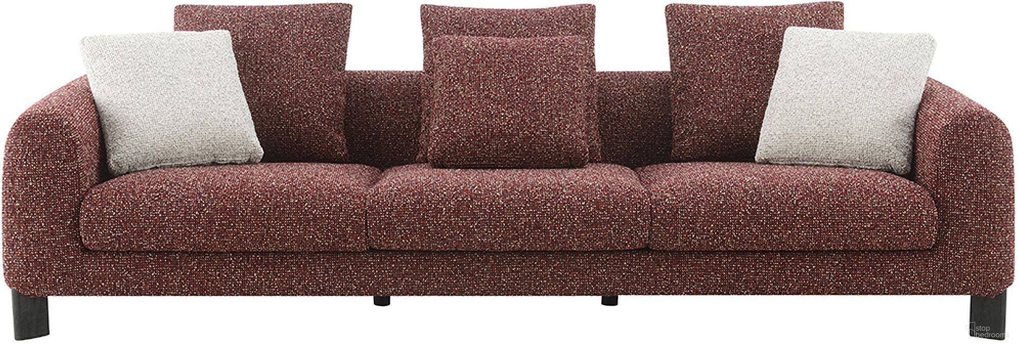 The appearance of Mardi Sofa with 6 Pillows In Maroon designed by ACME in the modern / contemporary interior design. This maroon piece of furniture was selected by 1StopBedrooms from Mardi Collection to add a touch of cosiness and style into your home. Sku: LV04290. Material: Wood.