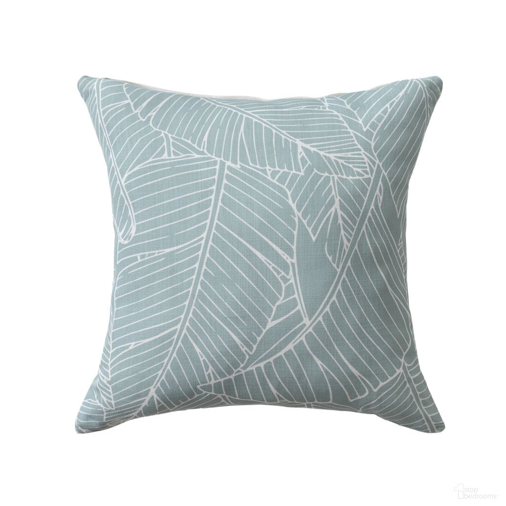 Marea 18" x 18" Feather Filled Floral Reversible Indoor/Outdoor Throw Pillow In Spa Blue and White