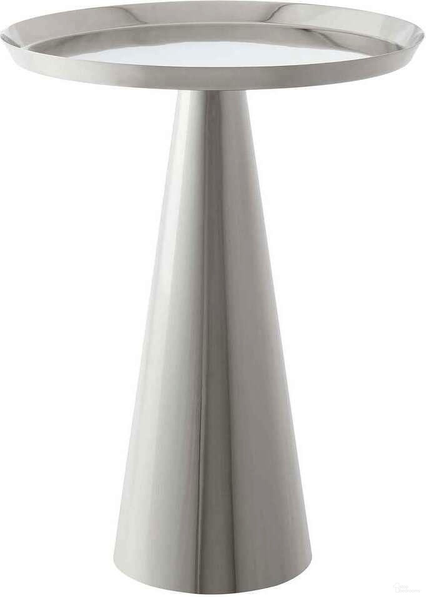 The appearance of Maren Round Side Table In Nickel designed by Modway in the modern / contemporary interior design. This nickel piece of furniture  was selected by 1StopBedrooms from Maren Collection to add a touch of cosiness and style into your home. Sku: EEI-6608-NIC. Material: Wood.