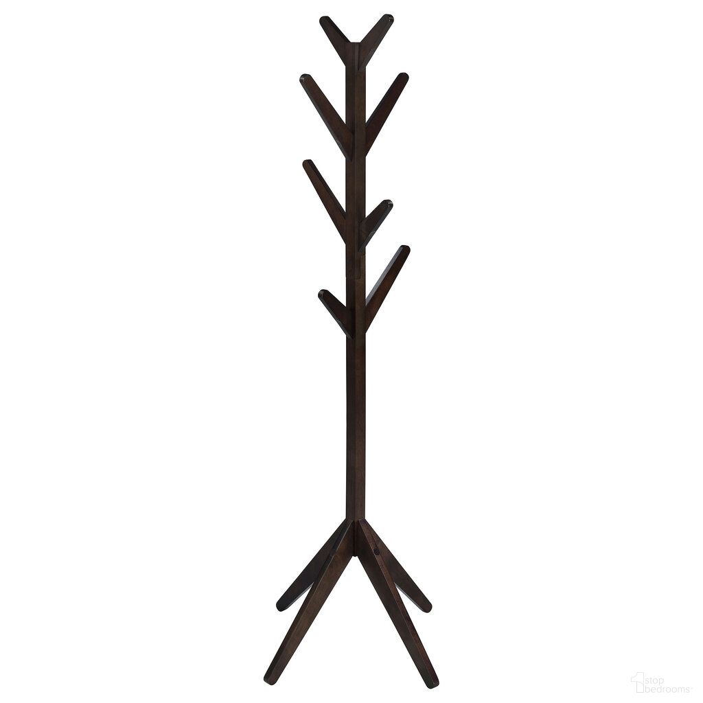 The appearance of Margaret Solid Wood Coat Rack Clothing Hanger In Cappuccino designed by Coaster in the transitional interior design. This cappuccino piece of furniture  was selected by 1StopBedrooms from Margaret Collection to add a touch of cosiness and style into your home. Sku: 983273. Material: Hardwood.