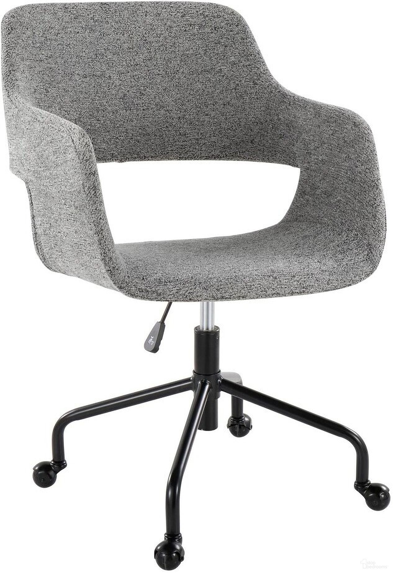 The appearance of Margarite Adjustable Office Chair In Grey designed by Lumisource in the modern / contemporary interior design. This grey piece of furniture  was selected by 1StopBedrooms from Margarite Collection to add a touch of cosiness and style into your home. Sku: OFC-MARG-CASTAR1 BKGY1. Material: Metal.