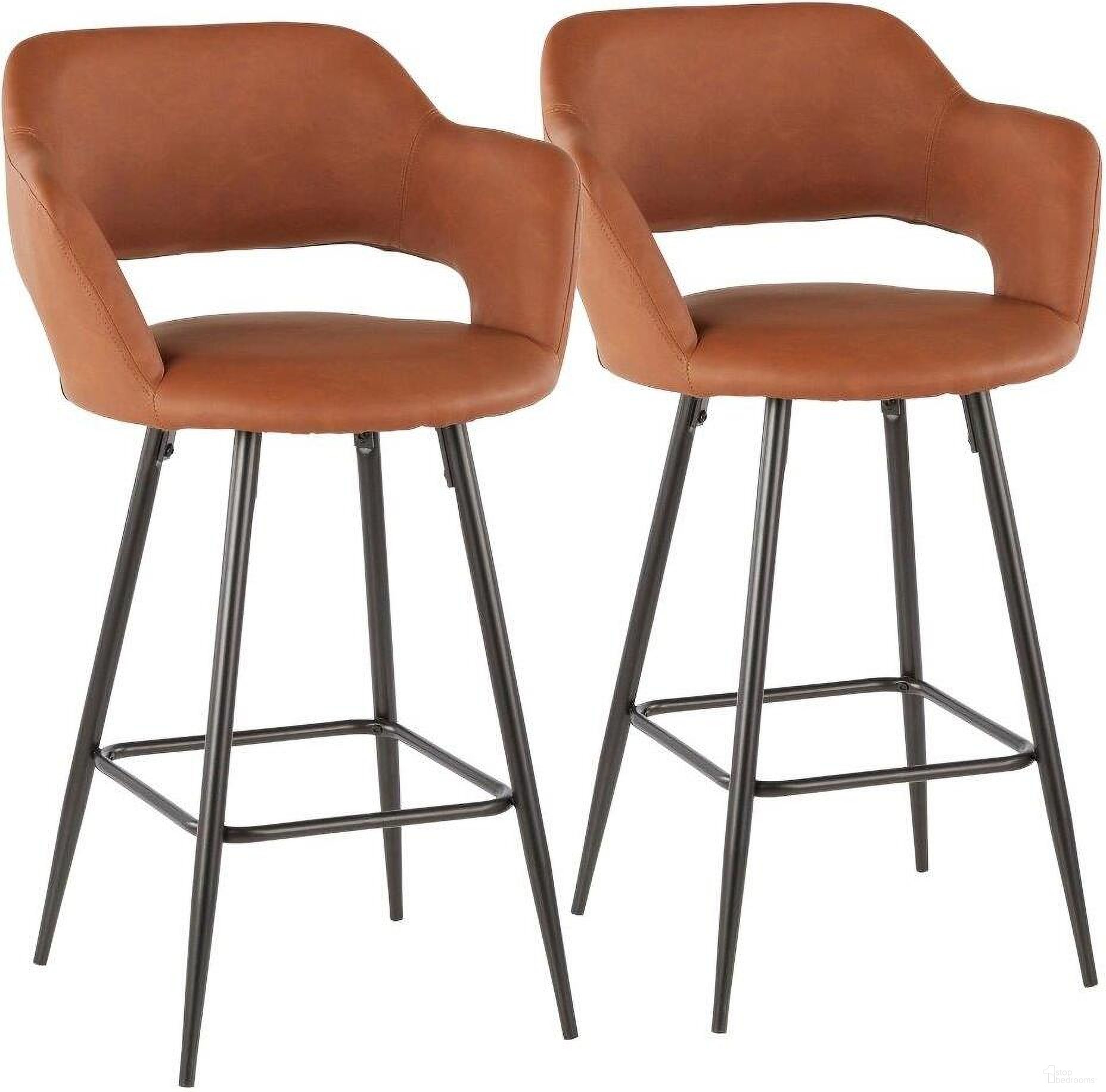 The appearance of Margarite Contemporary Counter Stool In Black Metal And Brown Faux Leather - Set Of 2 designed by Lumisource in the modern / contemporary interior design. This brown piece of furniture was selected by 1StopBedrooms from Margarite Collection to add a touch of cosiness and style into your home. Sku: B25-MARG BK+BN2. Material: PU.