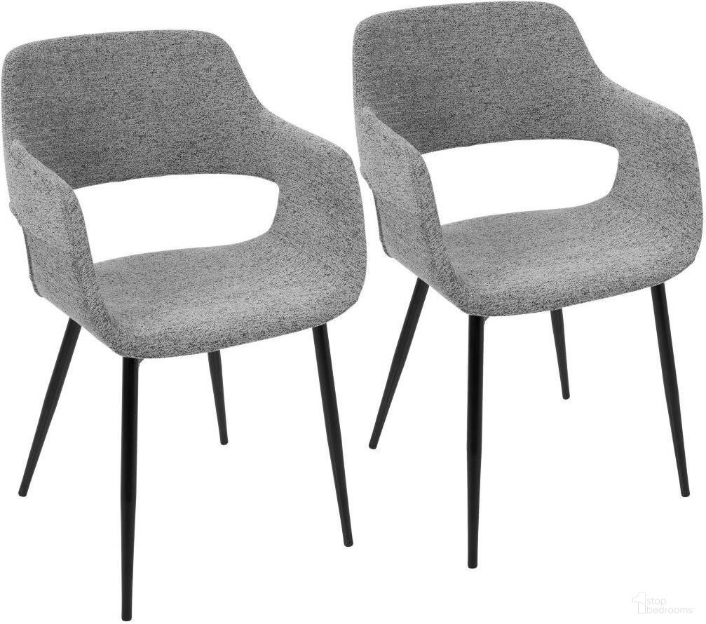 The appearance of Margarite Mid-Century Modern Dining/Accent Chair In Black With Grey Fabric - Set Of 2 designed by Lumisource in the transitional interior design. This grey piece of furniture  was selected by 1StopBedrooms from Margarite Collection to add a touch of cosiness and style into your home. Sku: CH-MARG BK+GY2. Material: Wood. Chair Type: Arm Chair.