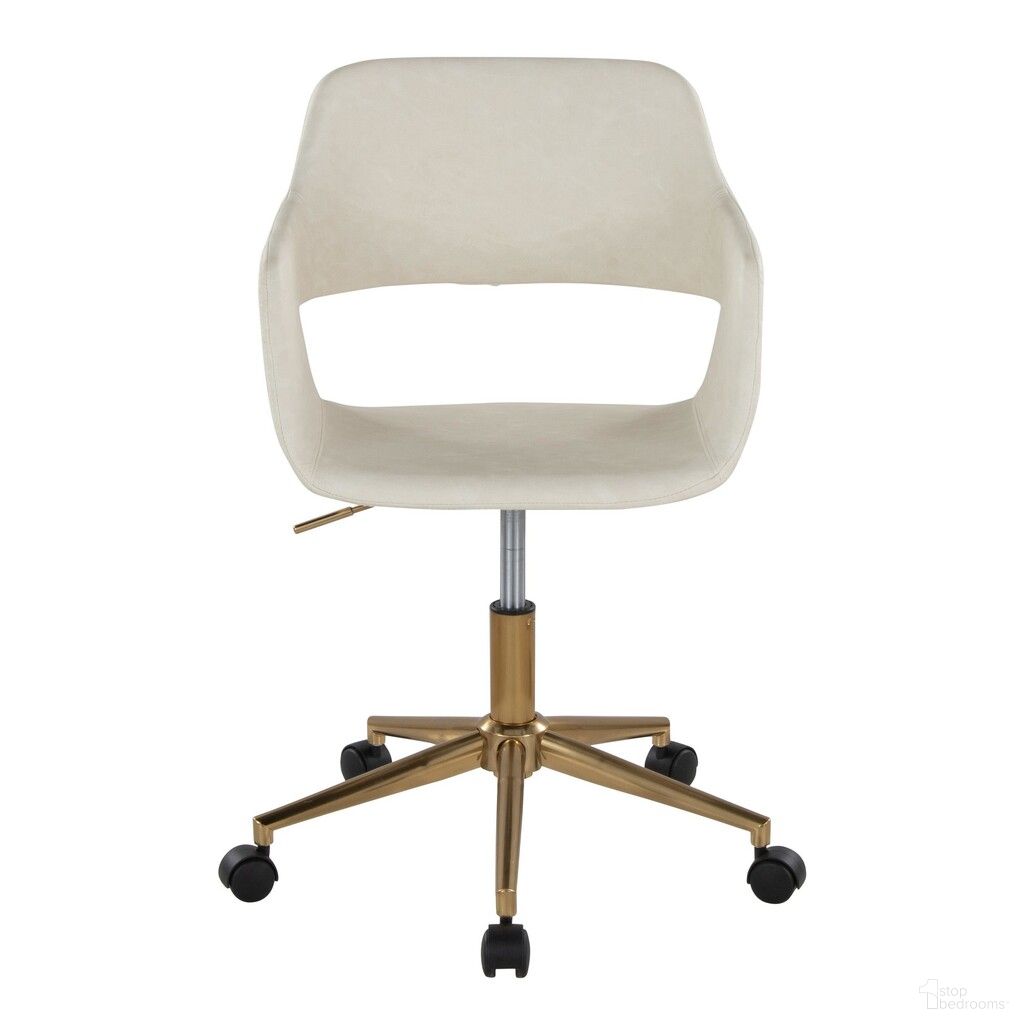 The appearance of Margarite Task Chair In Cream and Gold designed by Lumisource in the modern / contemporary interior design. This cream/gold piece of furniture  was selected by 1StopBedrooms from Margarite Collection to add a touch of cosiness and style into your home. Sku: OC-MARGPU1 AUCR1. Material: Foam.