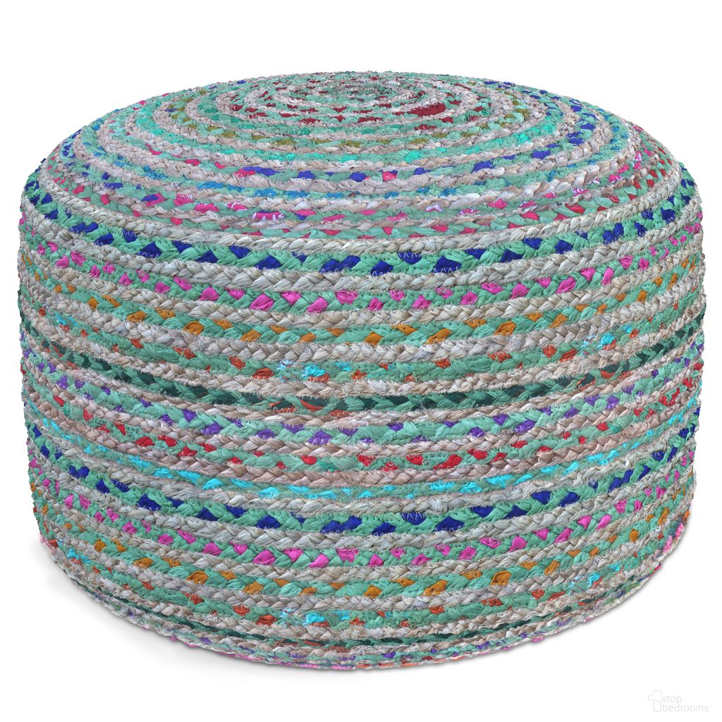 The appearance of Margo Braided Jute Round Pouf In Green designed by Simpli Home in the transitional interior design. This green piece of furniture was selected by 1StopBedrooms from Margo Collection to add a touch of cosiness and style into your home. Sku: AXCPF-46-GN. Material: Jute.