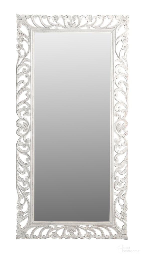 The appearance of Margo Mirror In Distressed White designed by Moti in the traditional interior design. This distressed white piece of furniture  was selected by 1StopBedrooms from Carter Collection to add a touch of cosiness and style into your home. Sku: 43007022. Material: Mango Wood.