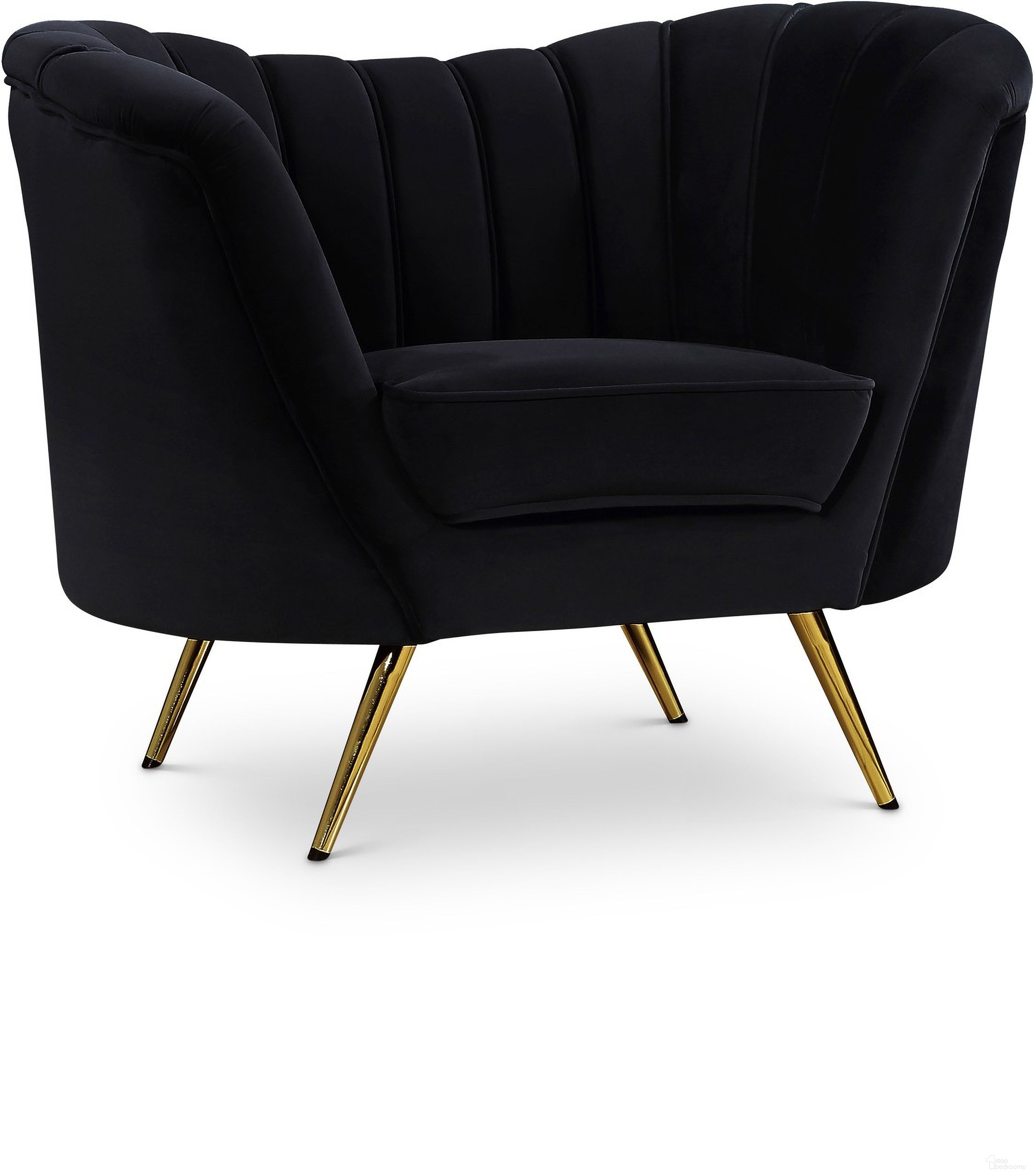 The appearance of Margo Velvet Chair In Black designed by Meridian in the modern / contemporary interior design. This black piece of furniture was selected by 1StopBedrooms from Margo Collection to add a touch of cosiness and style into your home. Sku: 622Black-C. Material: Velvet.