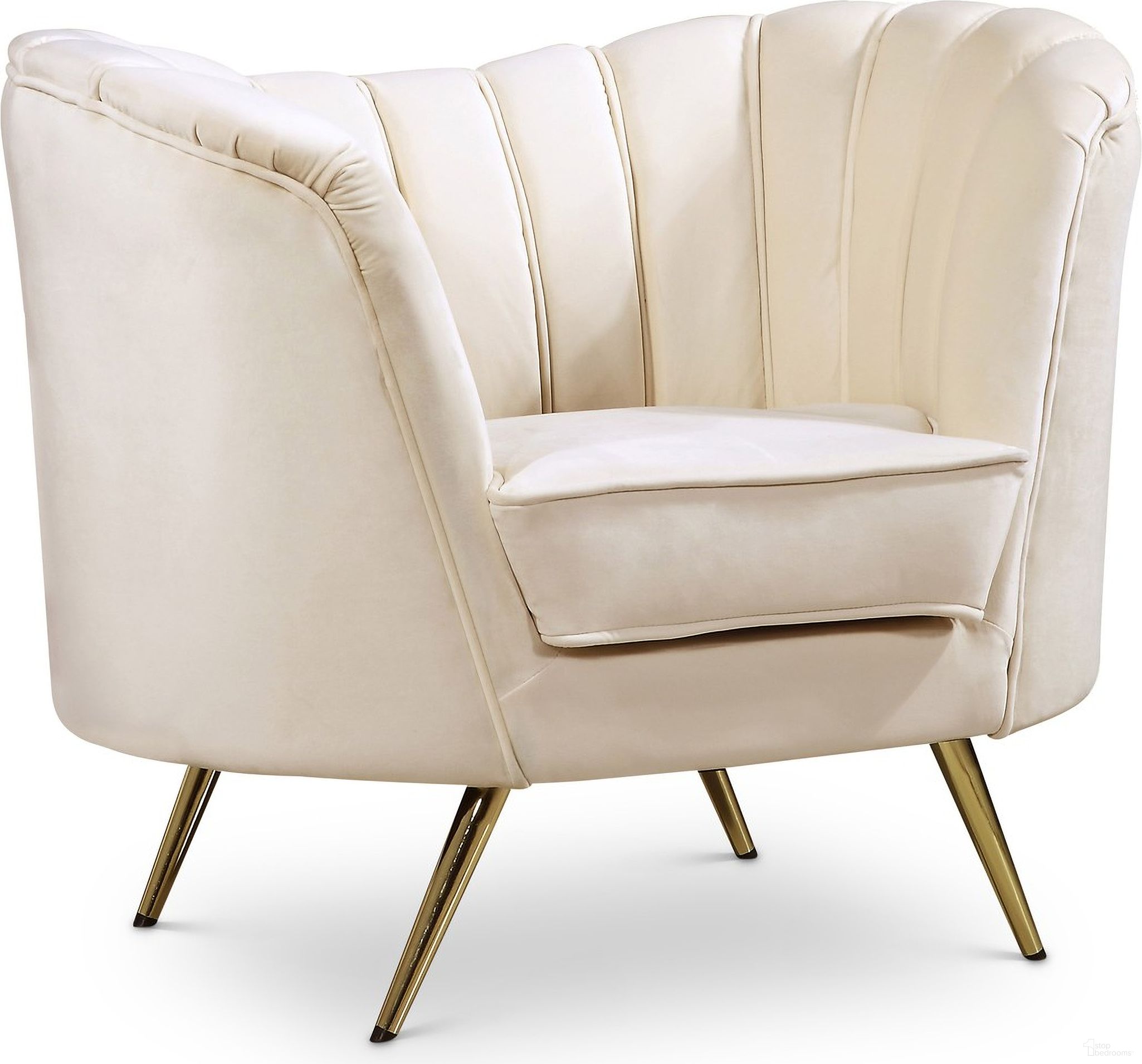 The appearance of Margo Velvet Chair In Cream designed by Meridian in the modern / contemporary interior design. This cream velvet piece of furniture was selected by 1StopBedrooms from Margo Collection to add a touch of cosiness and style into your home. Sku: 622Cream-C. Material: Velvet.