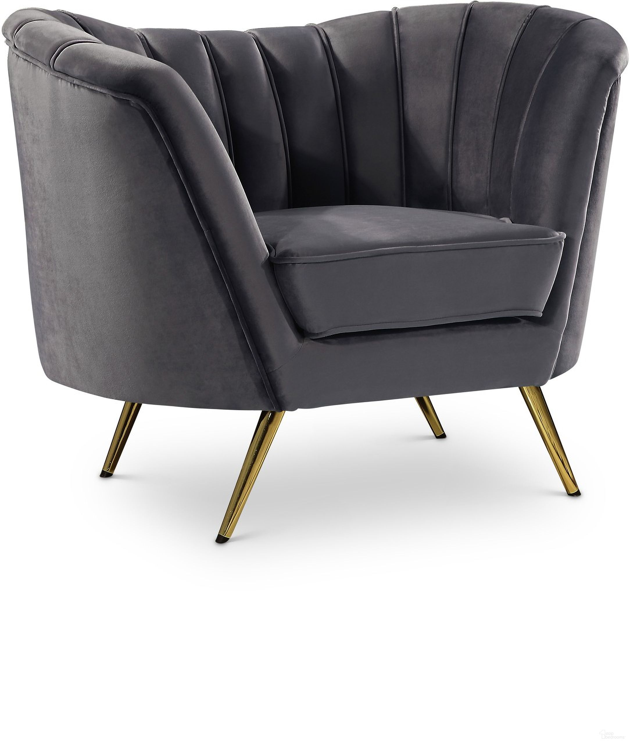 The appearance of Margo Velvet Chair In Grey designed by Meridian in the modern / contemporary interior design. This grey piece of furniture was selected by 1StopBedrooms from Margo Collection to add a touch of cosiness and style into your home. Sku: 622Grey-C. Material: Velvet.