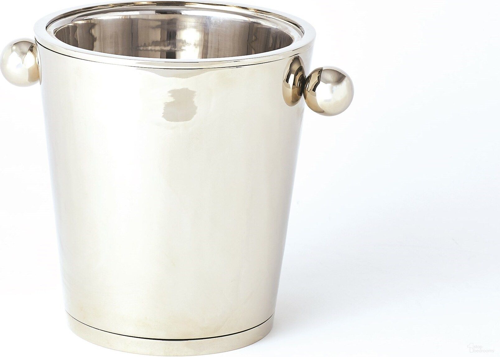 The appearance of Margot Champagne Bucket In Nickel designed by Global Views in the modern / contemporary interior design. This nickel piece of furniture  was selected by 1StopBedrooms from Margot Collection to add a touch of cosiness and style into your home. Sku: JB990135. Material: Brass.