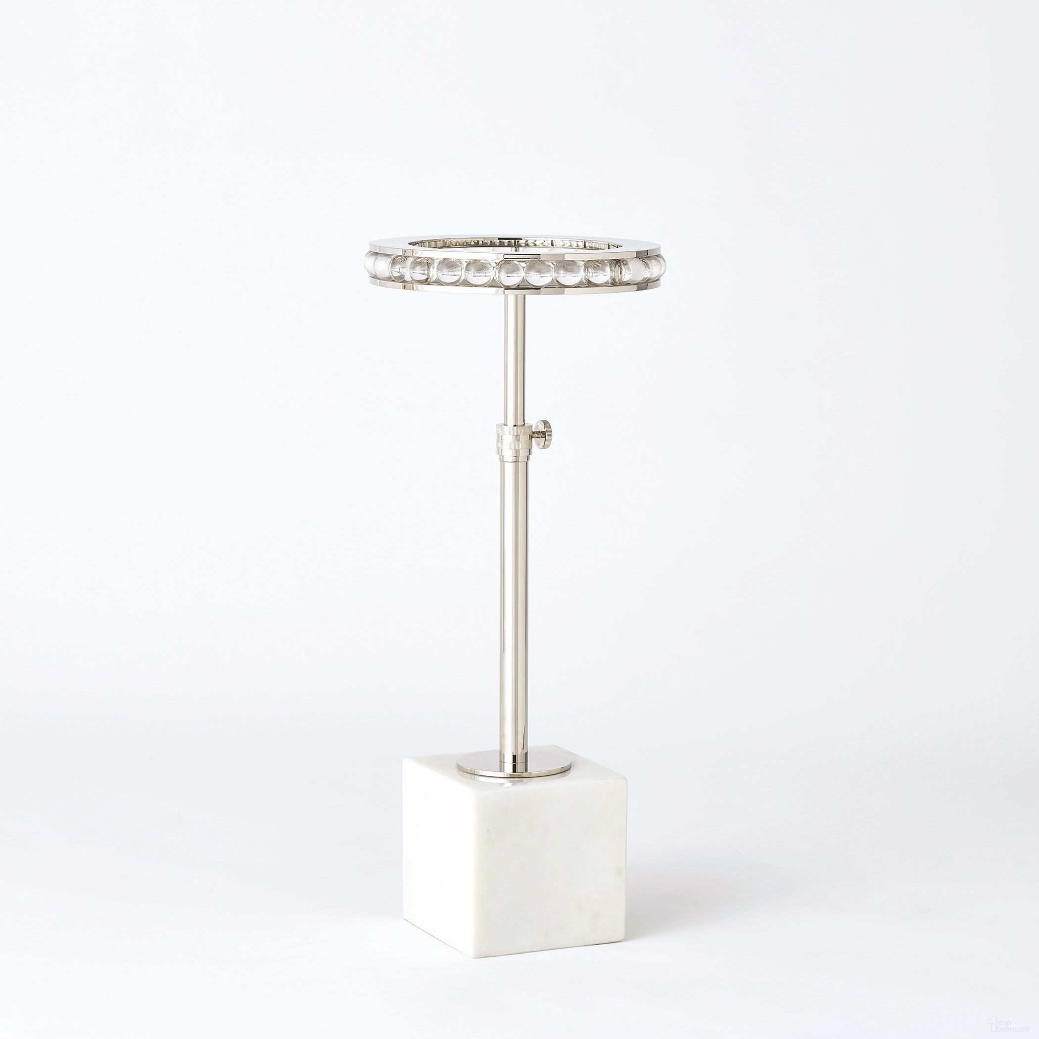 The appearance of Margot Side Table In Nickel designed by Global Views in the modern / contemporary interior design. This white piece of furniture  was selected by 1StopBedrooms from Margot Collection to add a touch of cosiness and style into your home. Sku: JB990134. Material: Marble.