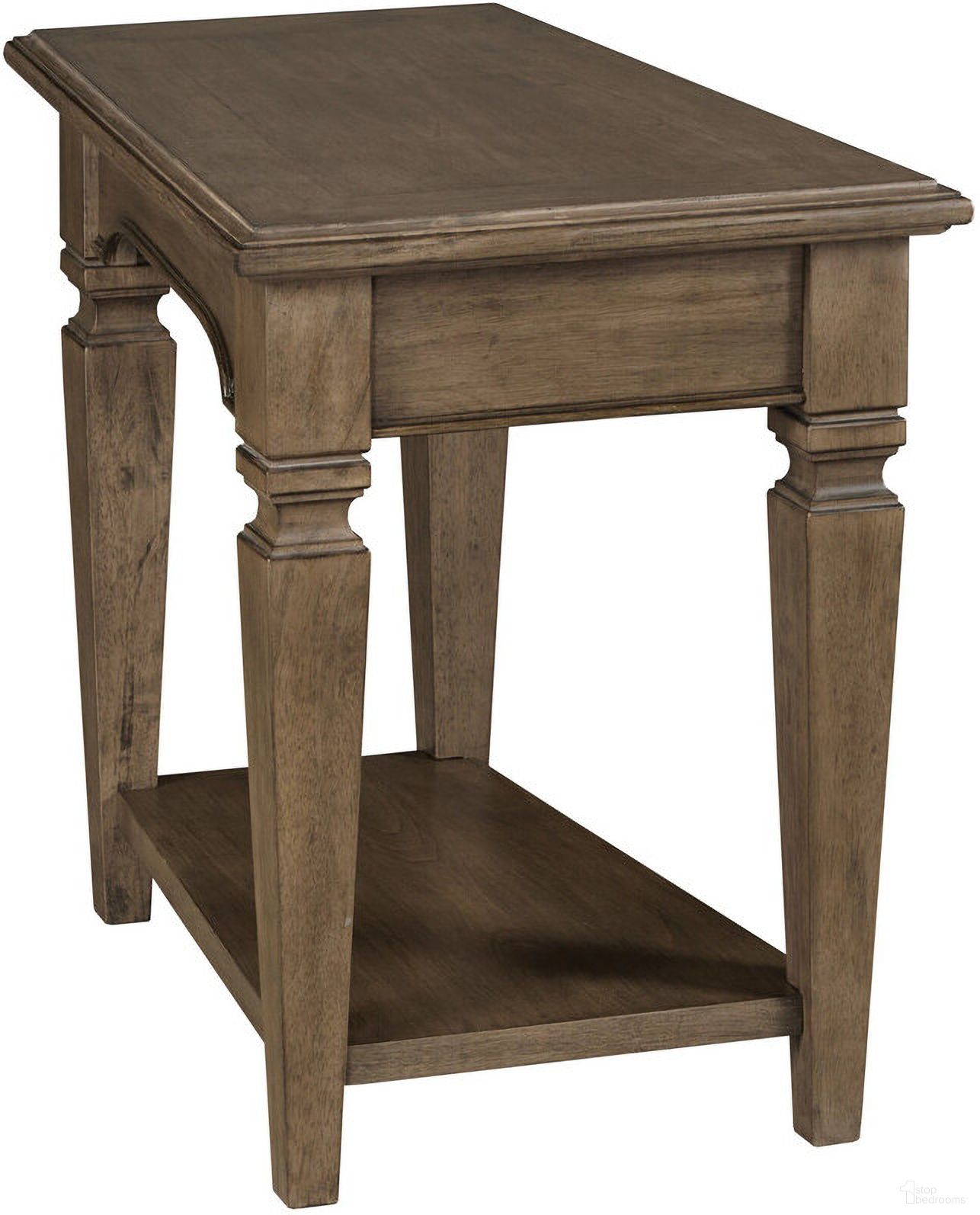 The appearance of Maribelle Wedge Chairside Table In Dusk designed by Hammary in the modern / contemporary interior design. This dusk piece of furniture  was selected by 1StopBedrooms from Maribelle Collection to add a touch of cosiness and style into your home. Sku: 373-918. Material: Wood.