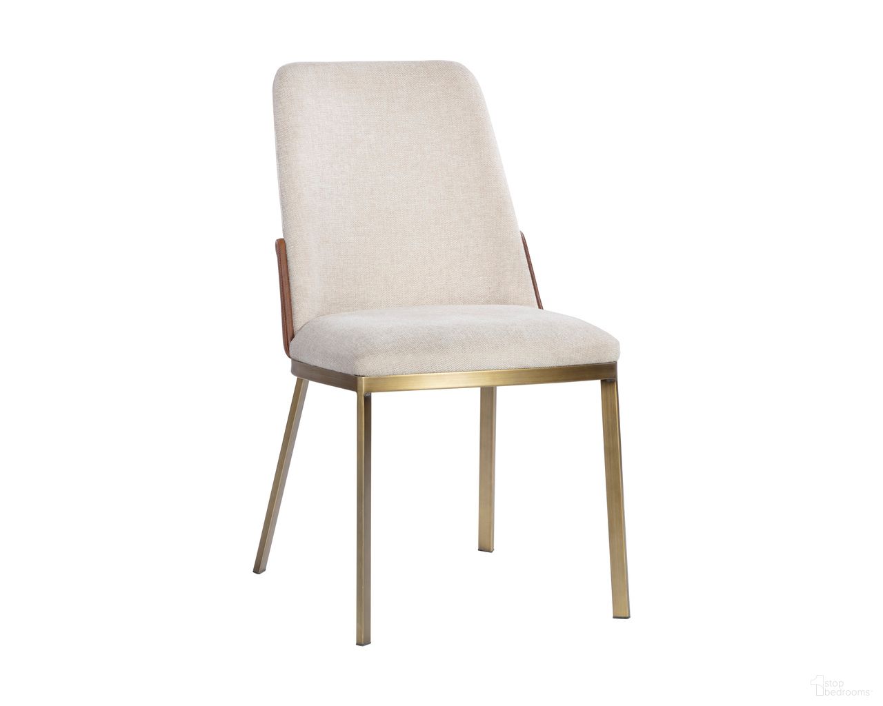 Marie Dining Chair Set of 2 In Belfast Oatmeal and Bravo Cognac