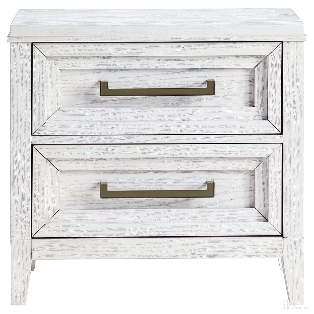 The appearance of Marielle 2-Drawer Nightstand Bedside Table In Distressed White designed by Coaster in the transitional interior design. This distressed white piece of furniture  was selected by 1StopBedrooms from Marielle Collection to add a touch of cosiness and style into your home. Sku: 224842. Material: MDF.